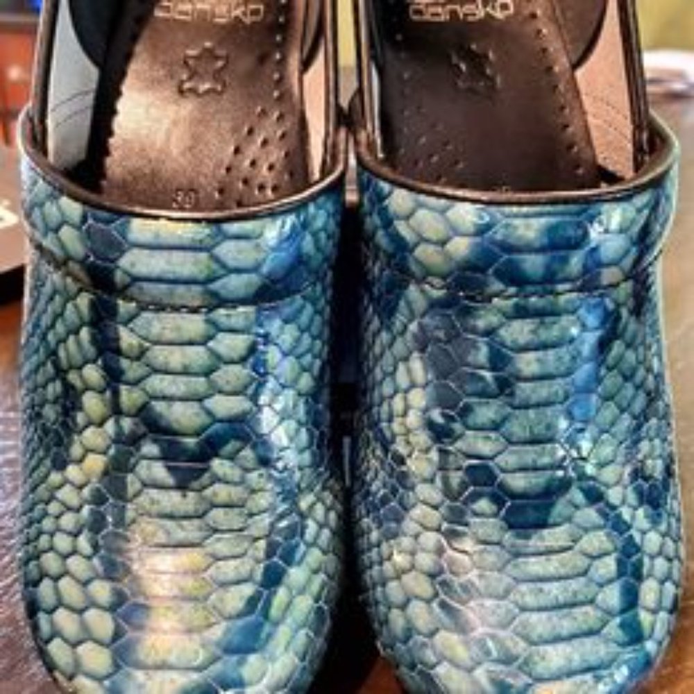 Dansko Professional Python Patent Clogs - Size 39 - image 2